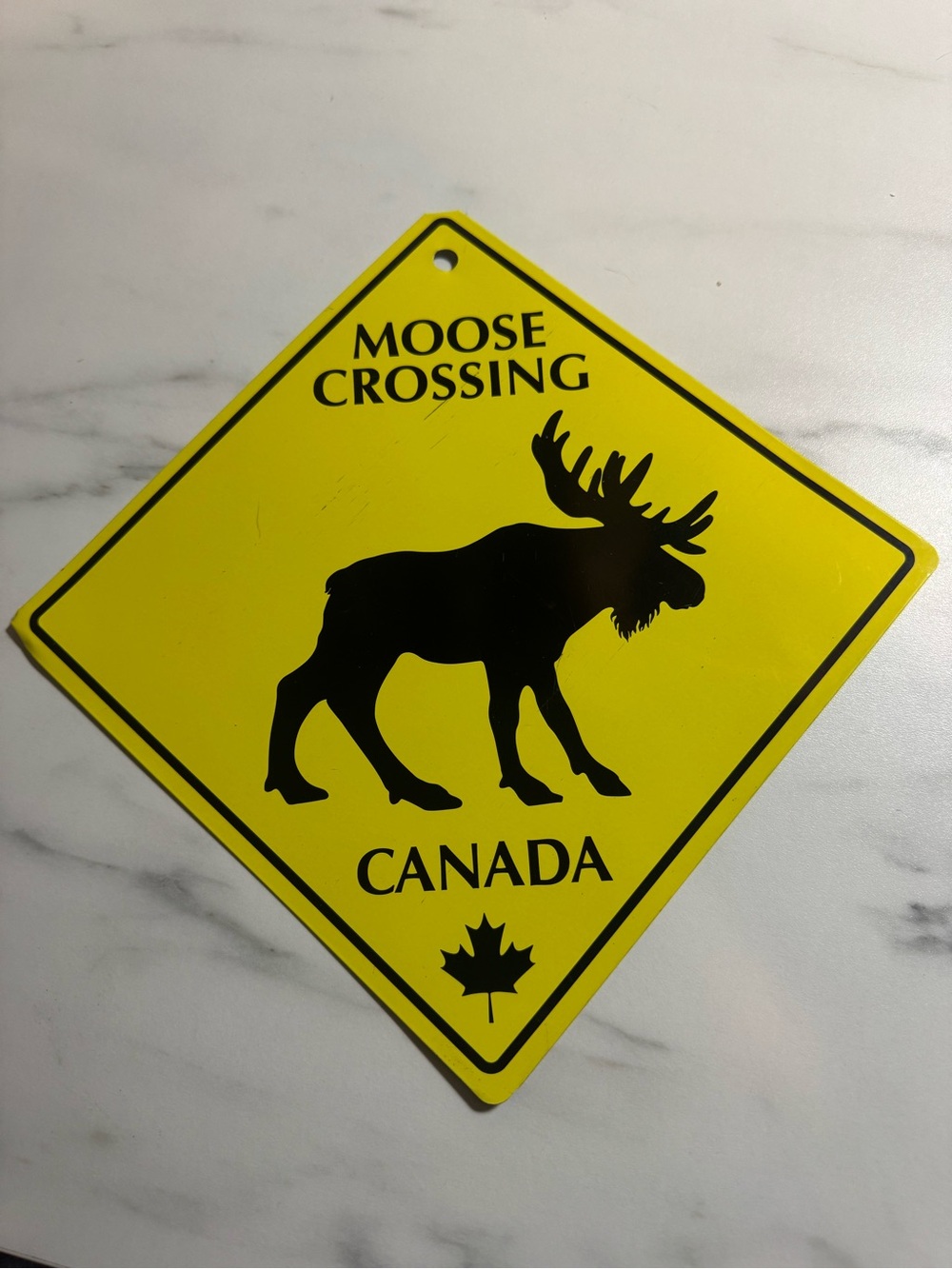 Moose Crossing Canada Metal Sign 13” Yellow Black Canadian Cabin Lodge Decor